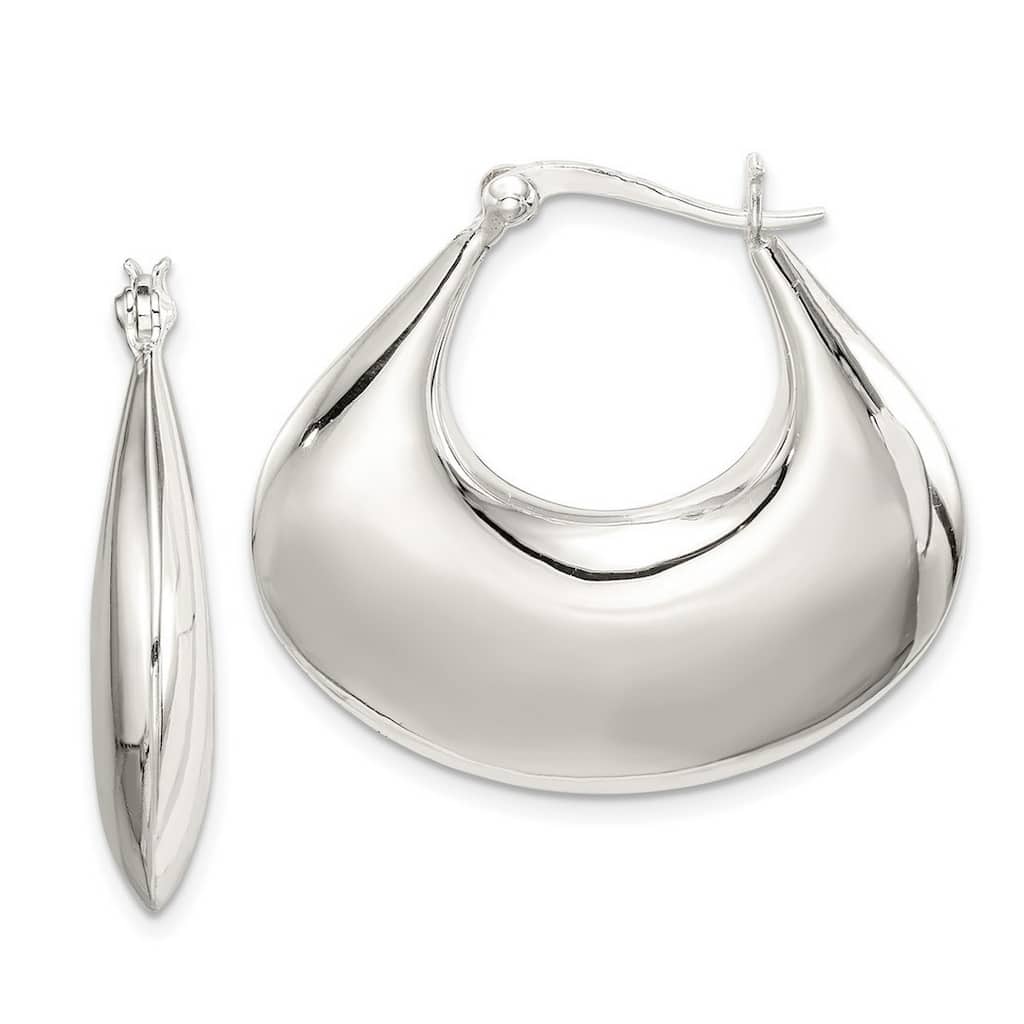 Curata 925 Sterling Silver 30x32mm Polished Hinged Hoop Earrings