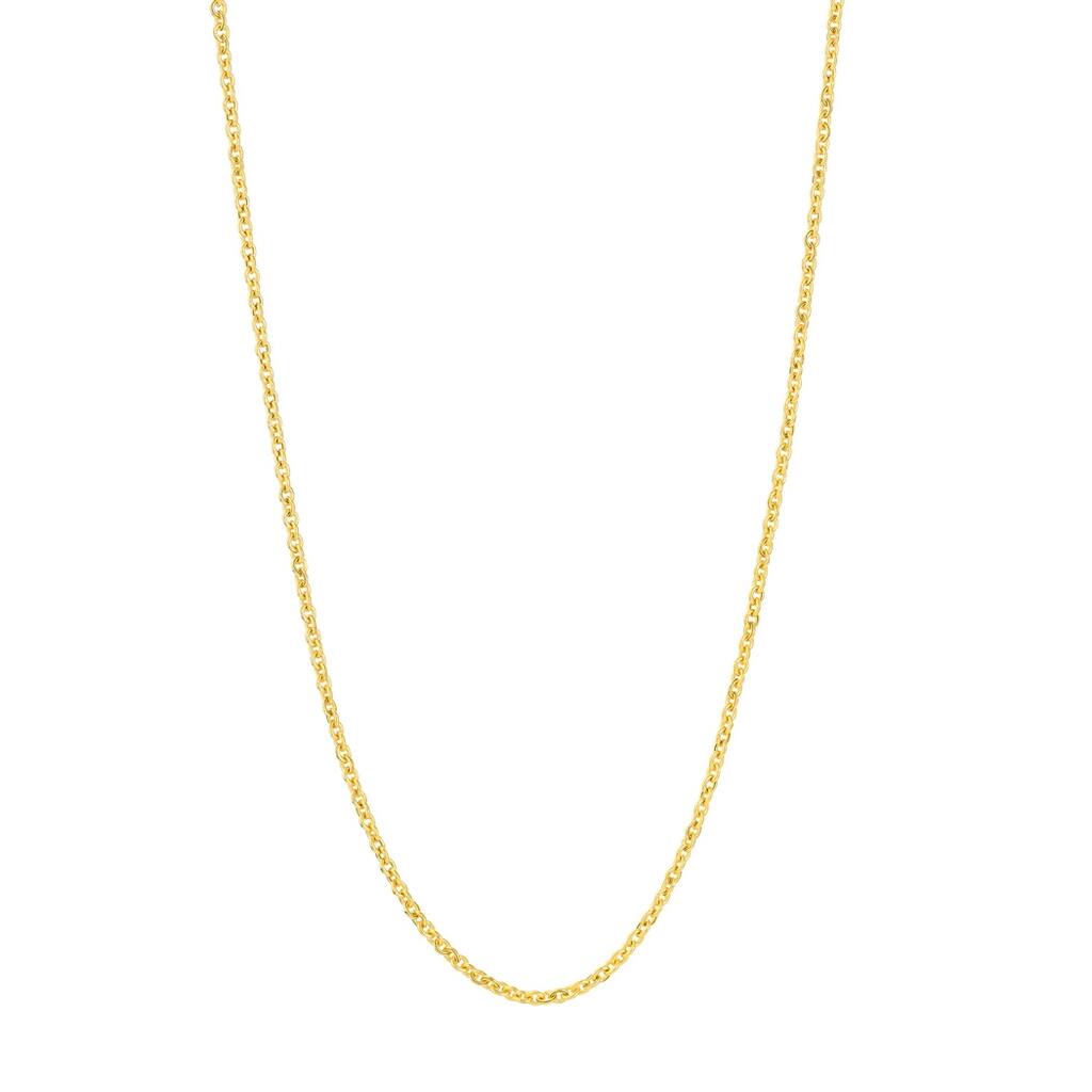 Curata 14k Yellow Gold 1.45mm Hollow Cable Chain Necklace and (Lobster)
