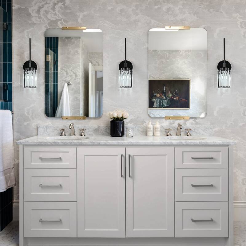 Modern Black 1/2/3/4/5-Light Bathroom Crystal Vanity Light Wall Sconces
