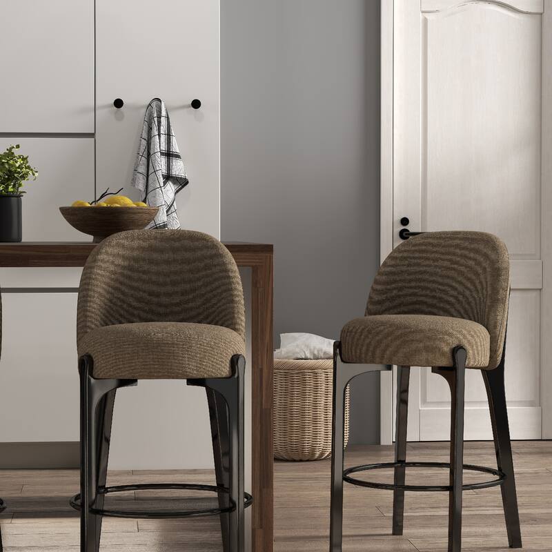 set of 4 Upholstered Counter Height Bar Stools - Set of 2 - Brown