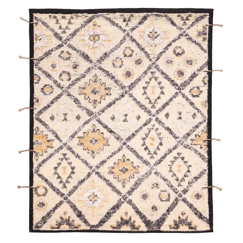 ECARPETGALLERY Hand-knotted Tangier Cream Silk, Wool Rug - 8'2 x 10'4
