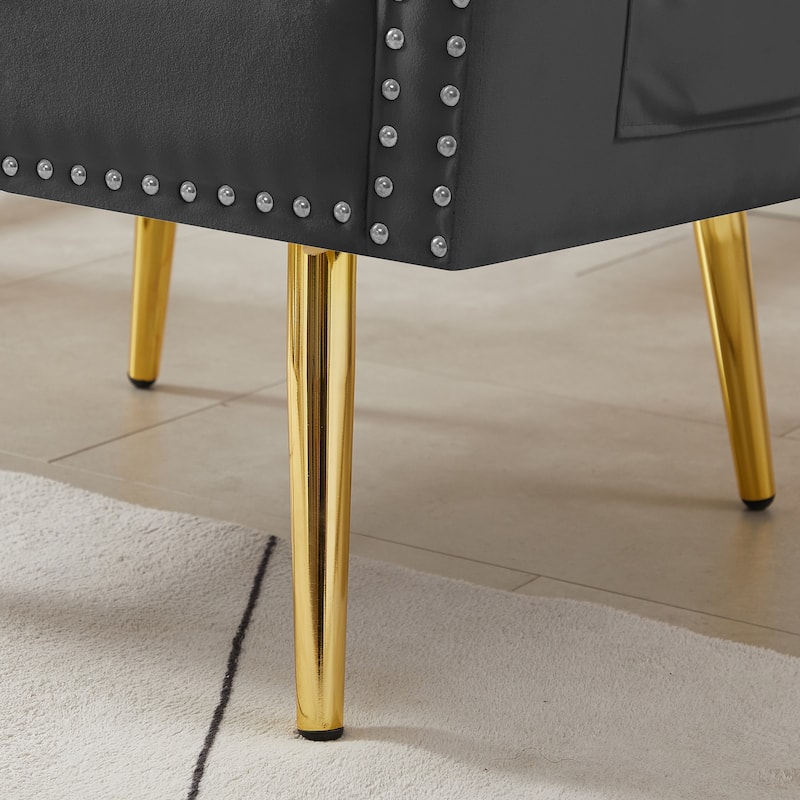 Modern velvet armchair with metal legs for Living Room, Office, Spacious Space