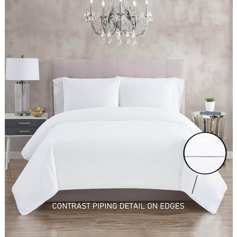 Christian Siriano NY® 300TC Cotton Sateen 3 Piece Duvet Cover Set - White - Queen