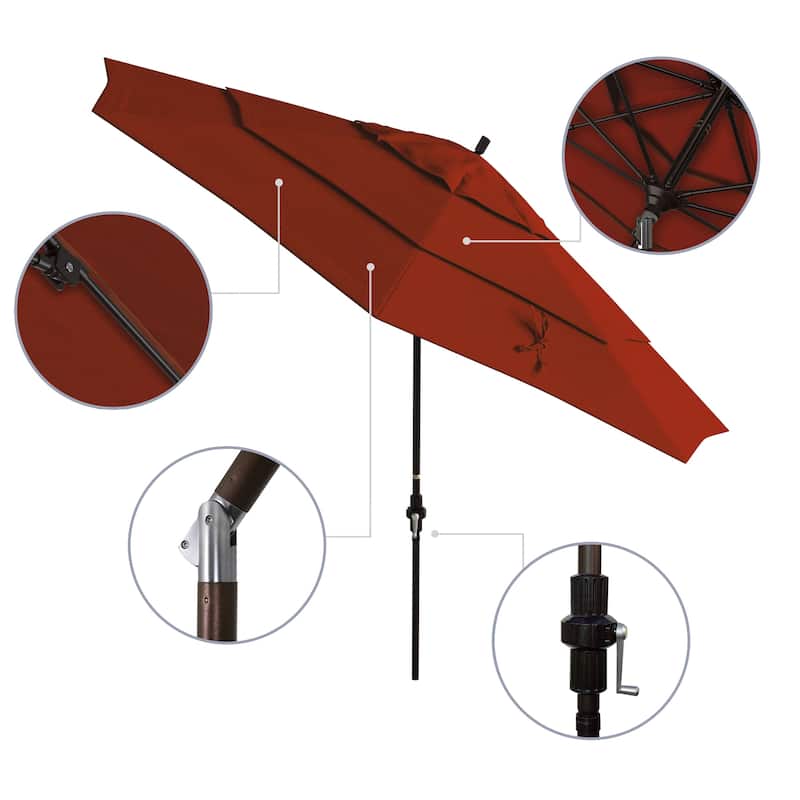 California Umbrella 11' Sun Master Patio Umbrella Bronze Aluminum Pole Fiberglass Ribs Crank Lift Collar Tilt Pacifica Capri