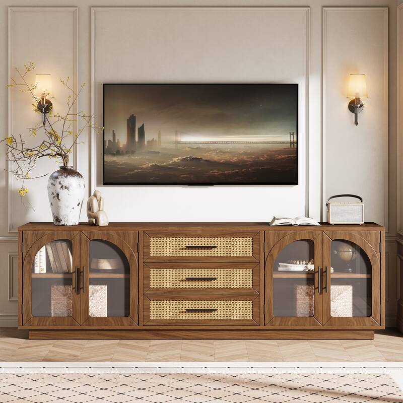 70.9" Mid-century Modern TV Stand for Up to 80" TVs, Entertainment Center for Living Room - 13.78" D x 70.87" W x 21.65" H