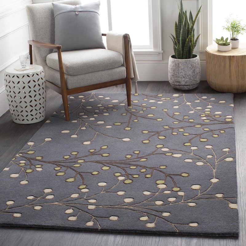 Livabliss Athena French Country Floral & Botanical Hand Tufted Area Rug - 6' x 9' - Slate