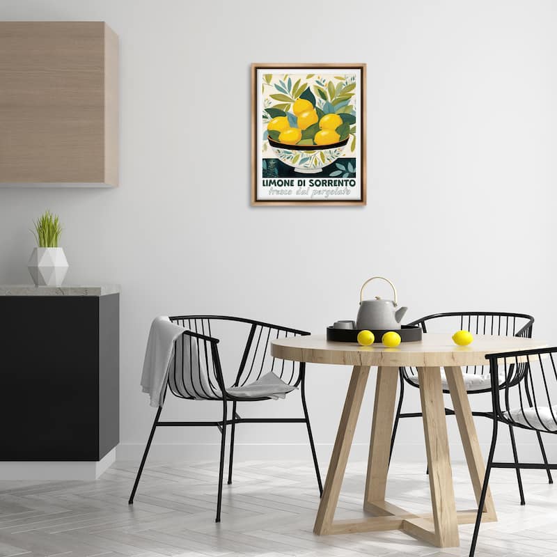 Stupell Charming Bowl of Lemons Framed Floater Canvas Wall Art Design By Lux + Me Designs