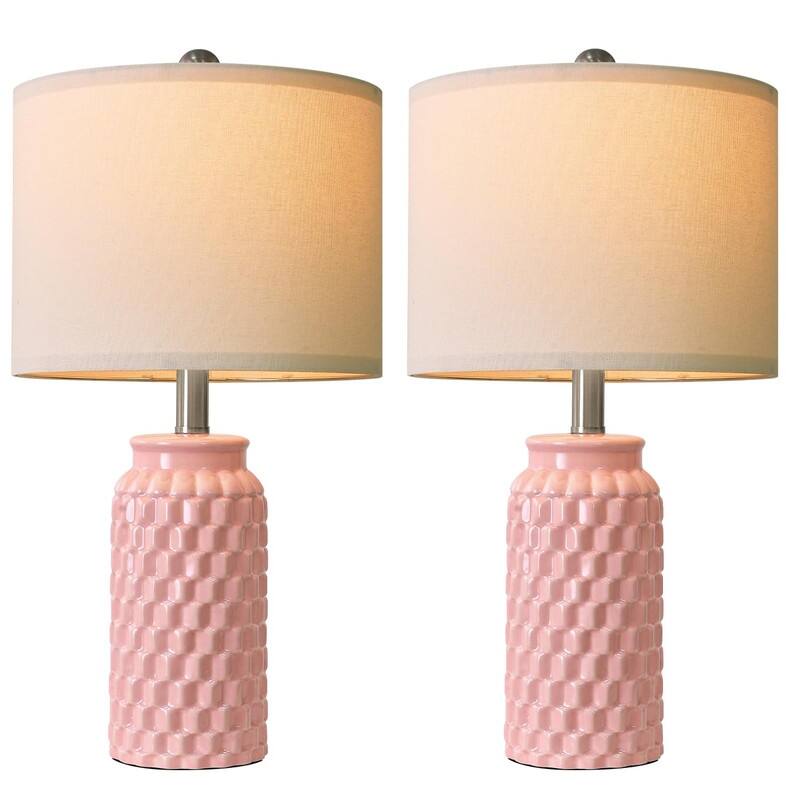 Modern Ceramic Bedside Lamp Set of 2 for Bedroom Decor Farmhouse