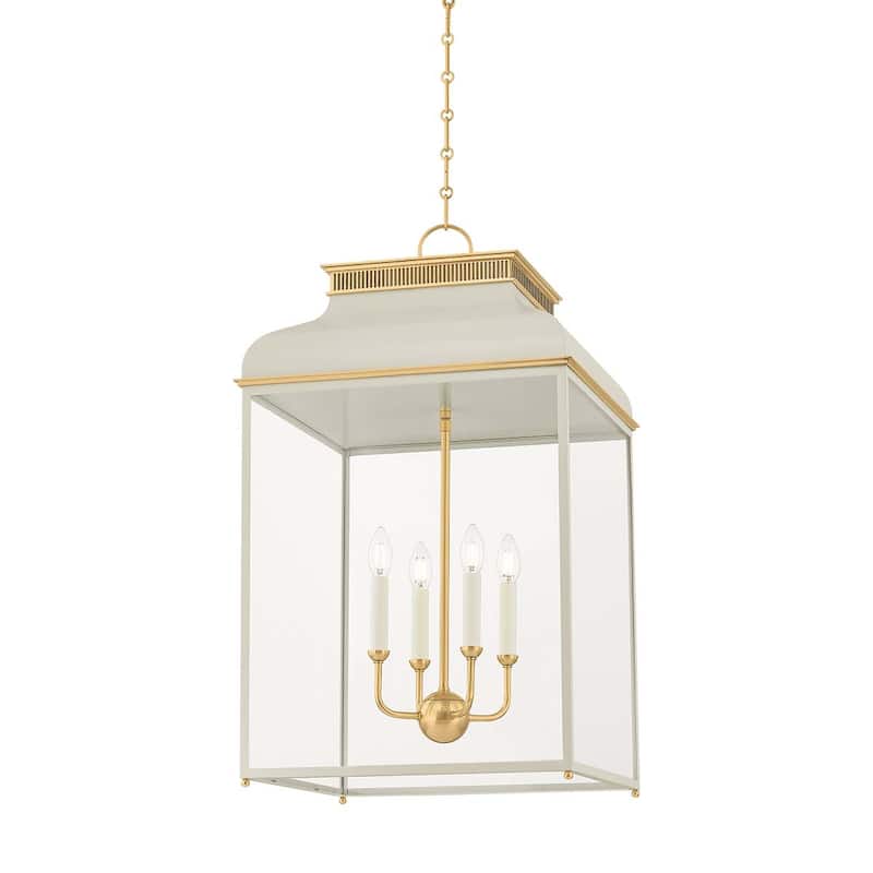 Hudson Valley Lighting MDS2401 Houghton 4 Light 19" Wide Taper Candle - Aged Brass / Off-White