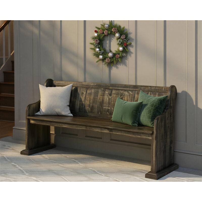 Magnussen Home Bellamy Peppercorn Bench - 67.75"W x 20.5"D x 34.38"H - 67.75"W x 20.5"D x 34.38"H - Peppercorn