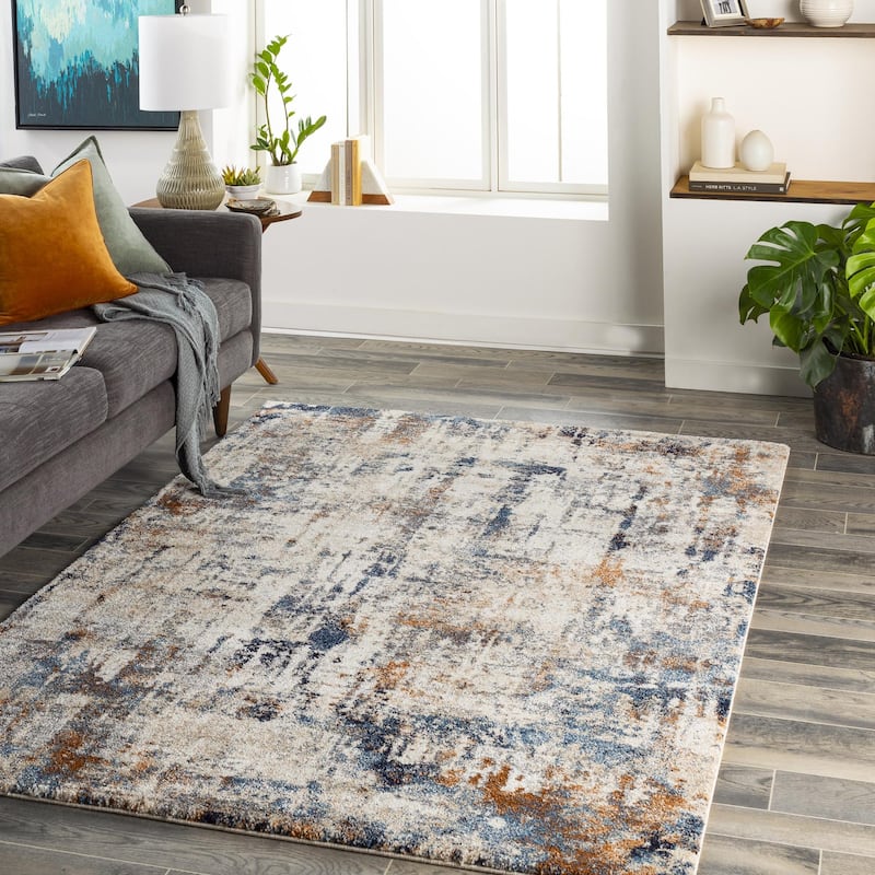 Livabliss Tuscany Minimalist Abstract Area Rug - Blue - 7' 10" x 10' 2"