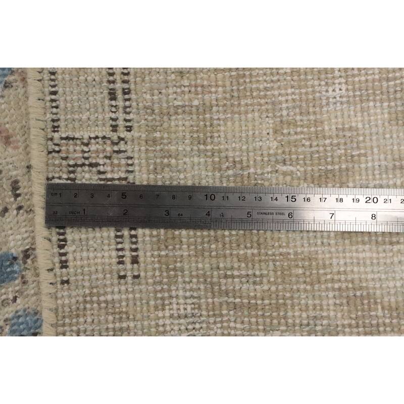 Hand Knotted Oriental 100% Wool Carpet Traditional Floral Beige & Ivories Tabriz Area Rug - 11' 0'' X 7' 10''