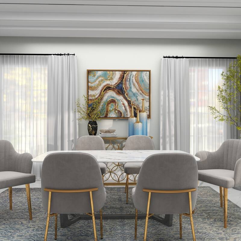 Blue Metal Floral Decorative Vase with Gold Top (Set of 3)