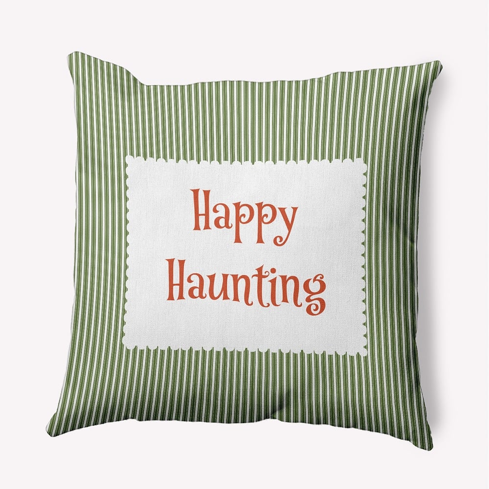 Halloween Happy Haunting Ticking Accent Pillow