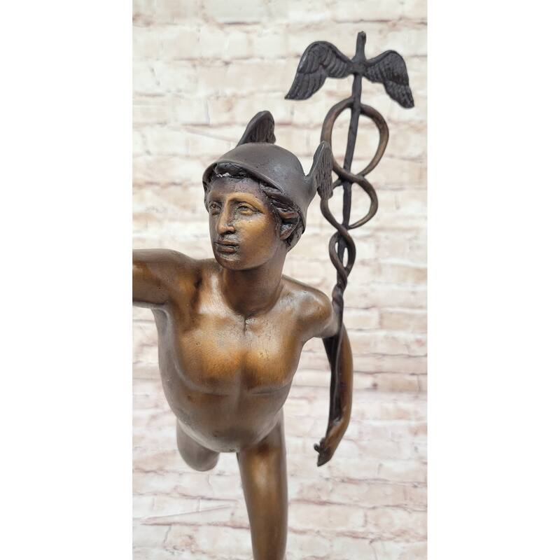 Hand Made Giambologna Flying Mercury Bronze Sculpture By Lost Wax Method