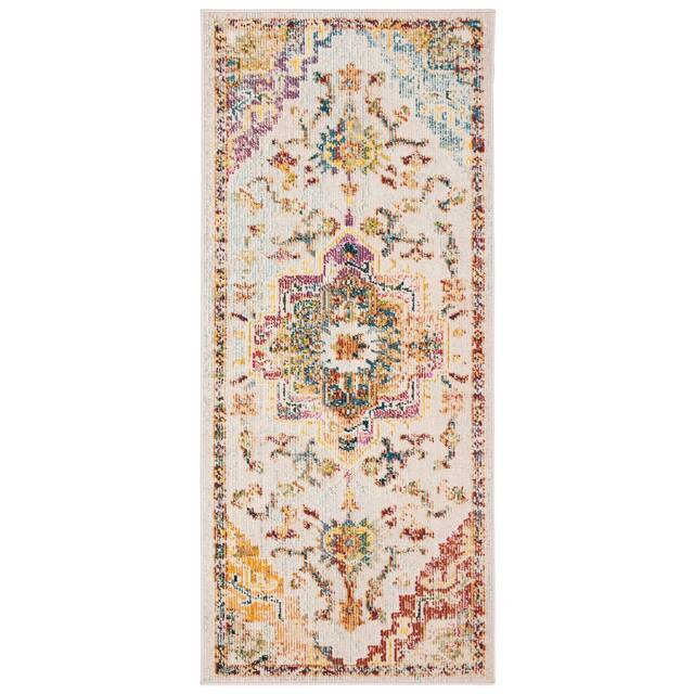 SAFAVIEH Crystal Floretta Vintage Boho Medallion Rug - 2'2" x 7' Runner - Light Blue/Grey