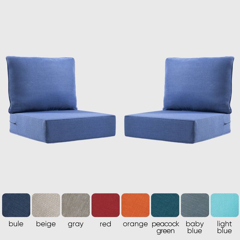2 Pairs 6 Inch Seat Back Cushion for Chair, Sofa - Blue - 6 Inch