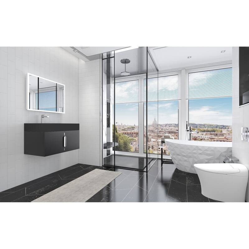 Amazon 30" Wall Mounted Bathroom Left Basin Vanity Set w/ Black Top