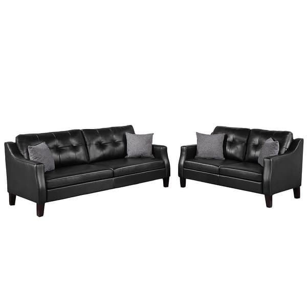 Faux Leather 2 Piece Sofa Set with Accent Pillows Bed Bath & Beyond
