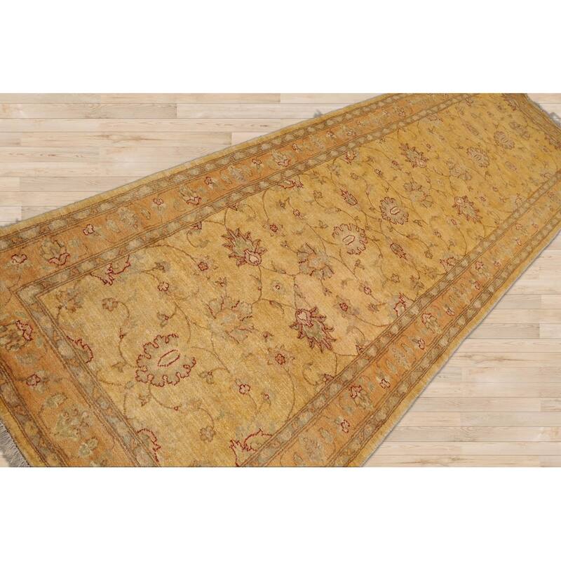 Hand Knotted Chobi Peshawar Beige Persian Wool Traditional Area Rug - 4' 7'' x 12' 5''