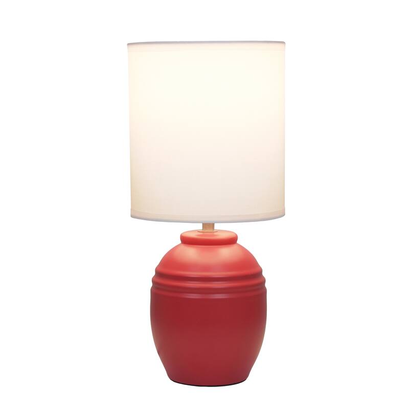 Ceramic Mini Jar Table Lamp with Fabric Drum Shade for Bedroom, Living Room - 6 x 6 x 13 in. (L x W x H)