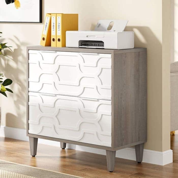 Particle Board 2-Drawer Filing Cabinet with Sturdy Legs