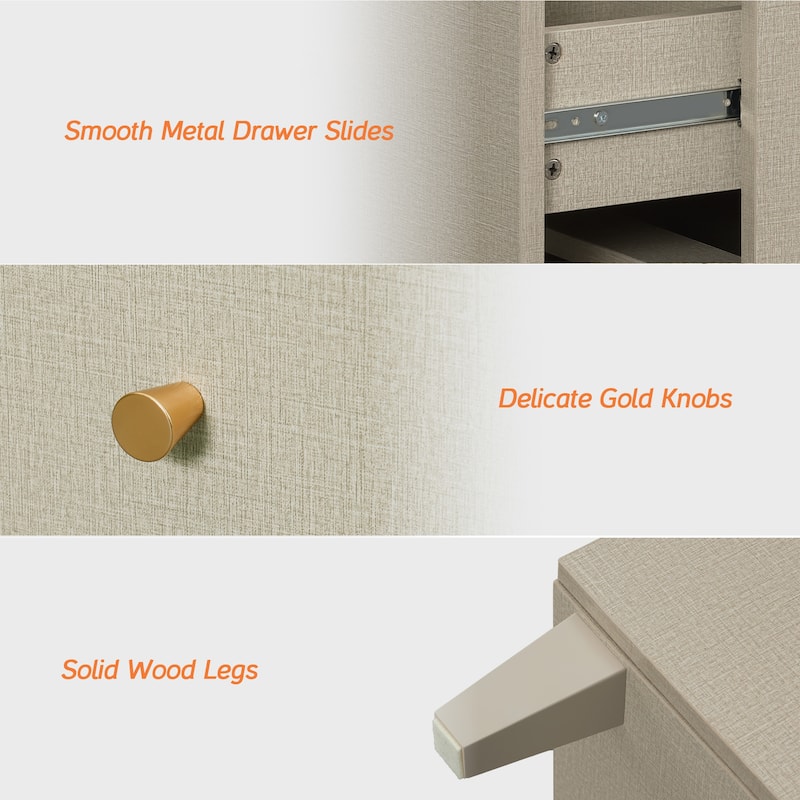 6 Drawers Dresser for Bedroom, Wooden Wide Chest of Drawers