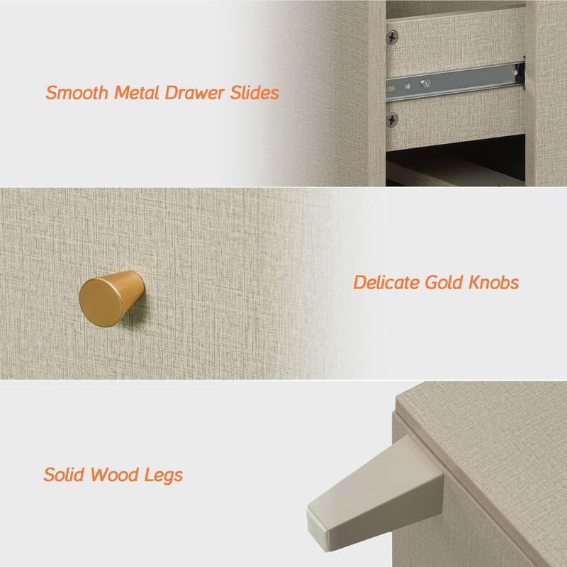 Wood Dresser with 6 Drawers for Bedroom, Closet, Nursery