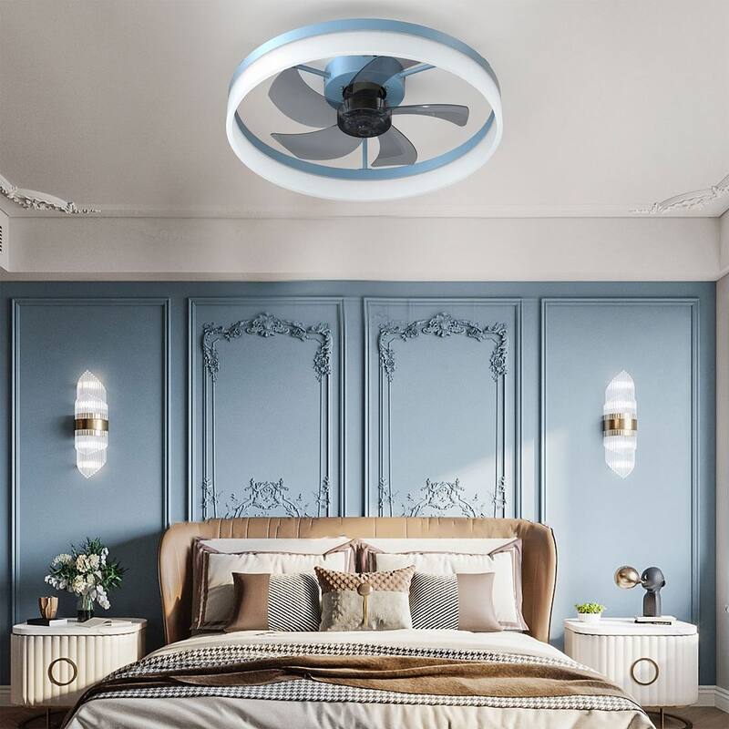 Modern Dimmable LED Recessed Mount Ceiling Fan Light with Remote Control