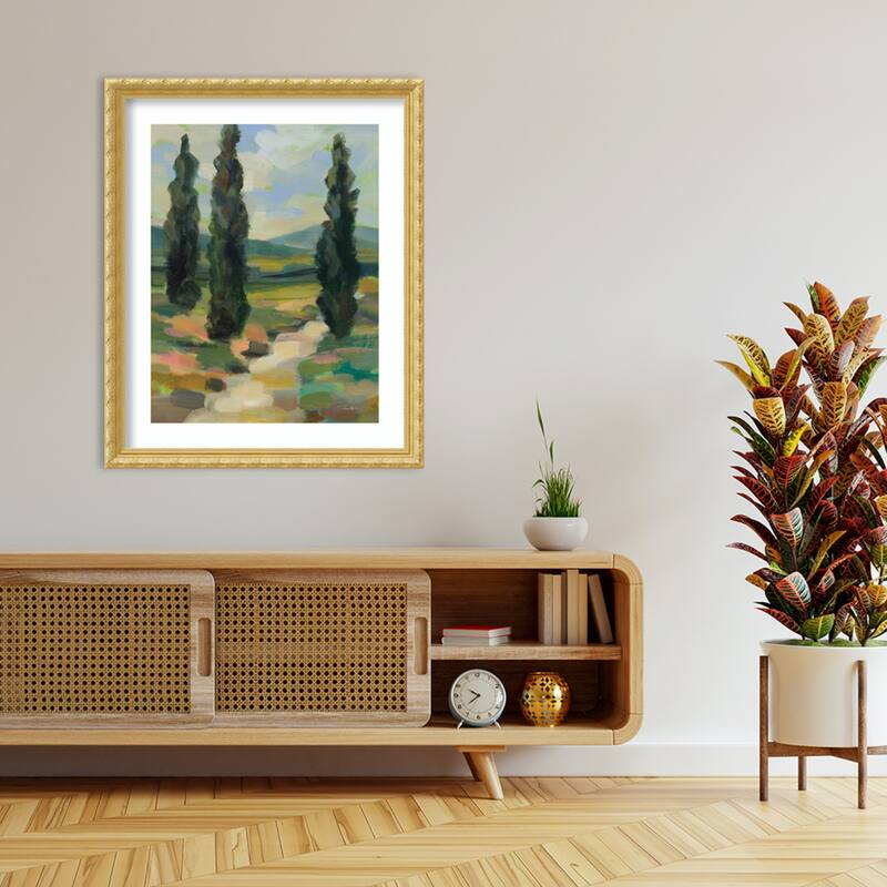 Path in Tuscany by Silvia Vassileva Wood Framed Wall Art Print - Versailles Gold