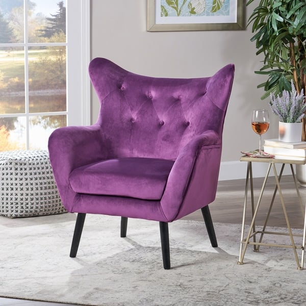 slide 2 of 13, Mid Century Velvet Armchair Wingback Chairs Sofa Chair Accent Chairs Lazy Chair for Living Room Bedroom Apartment Office Purple
