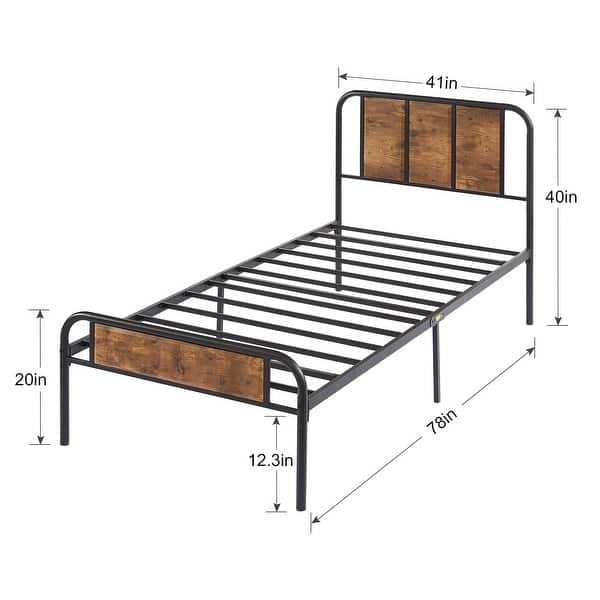 dimension image slide 0 of 3, VECELO Platform Kids Bed Frame with Wood Headboard,Twin Size Bed Set of 2