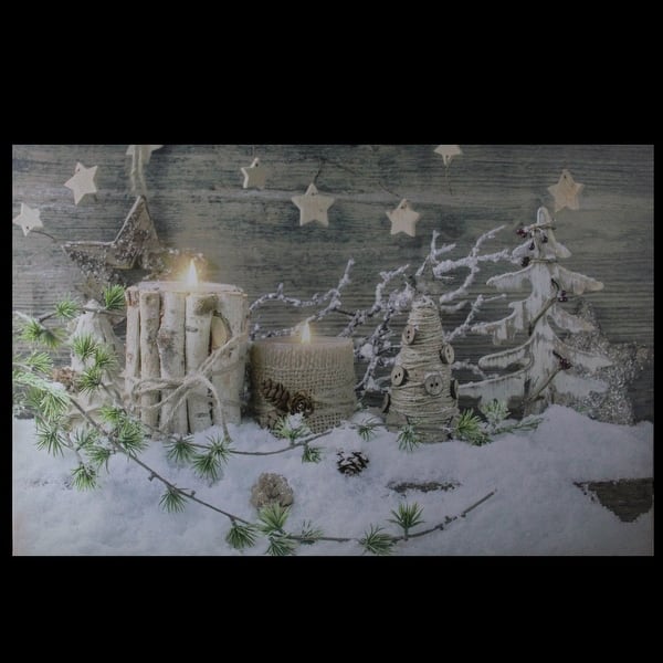 Shop Country Rustic Winter Christmas Led Lighted Canvas Wall Art 23 5 X 15 5 Overstock 18285608