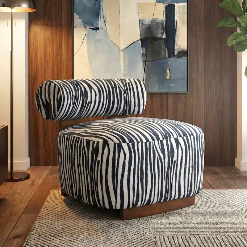 Furniture of America Orynt Modern Zebra Upholstered Accent Chair - Midnight Blue