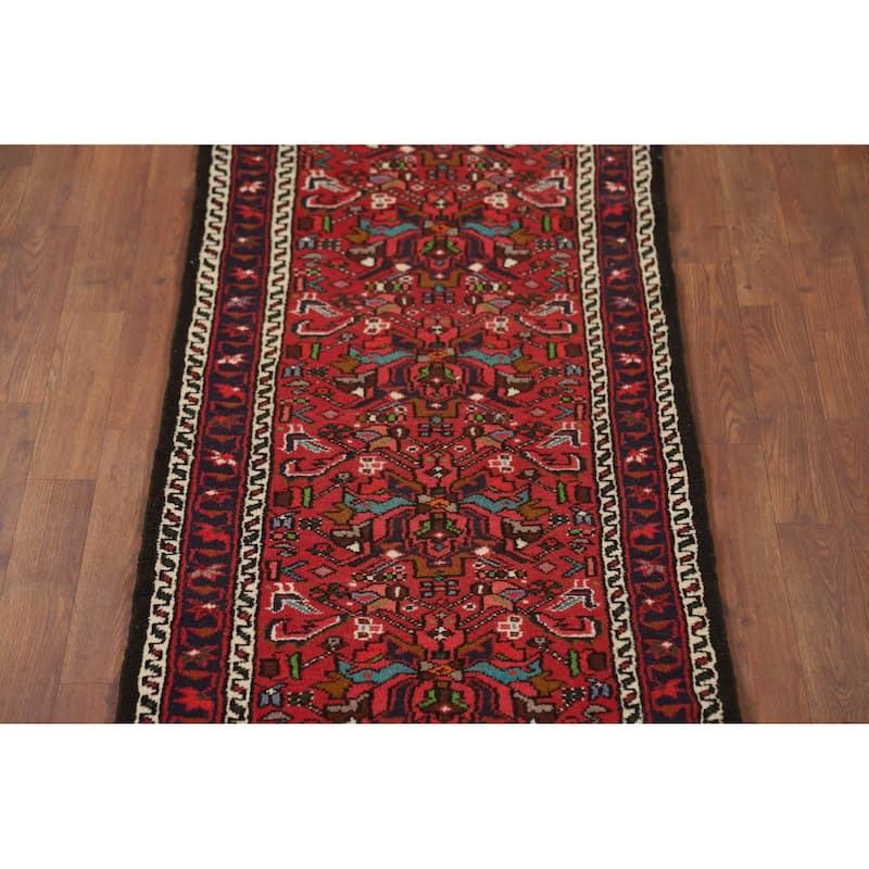 Tribal / Geometric Gharajeh Persian Runner Rug Handmade Wool Carpet - 2'3" x 9'5"