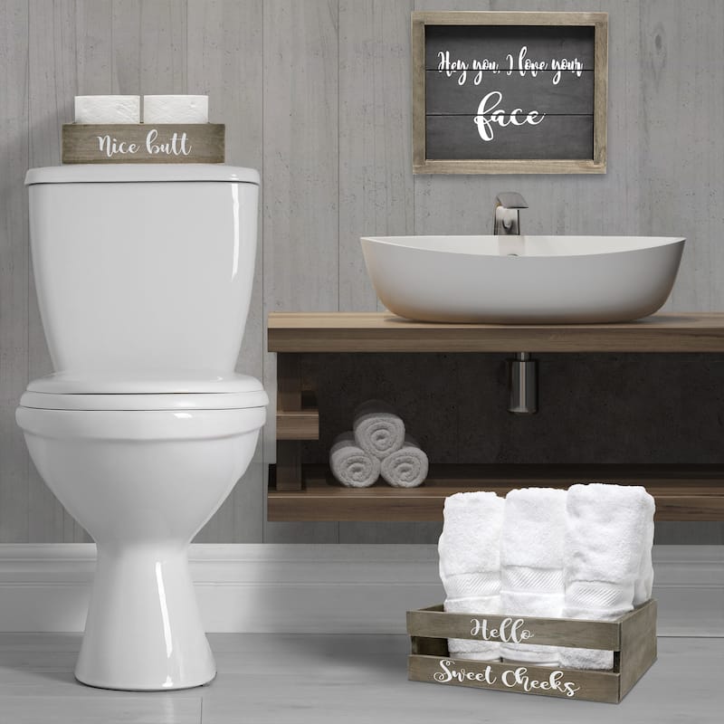 Elegant Designs Three Piece Decorative Wood Bathroom Set