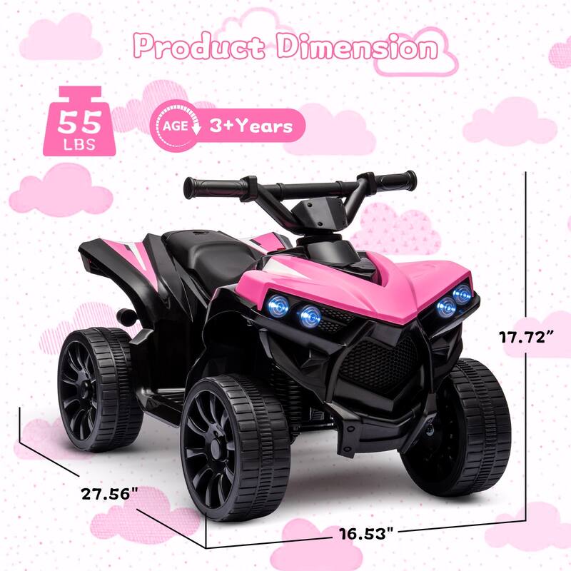 Kids ATV 4 Wheeler Quad Electric Vehicles with LED Lights Music
