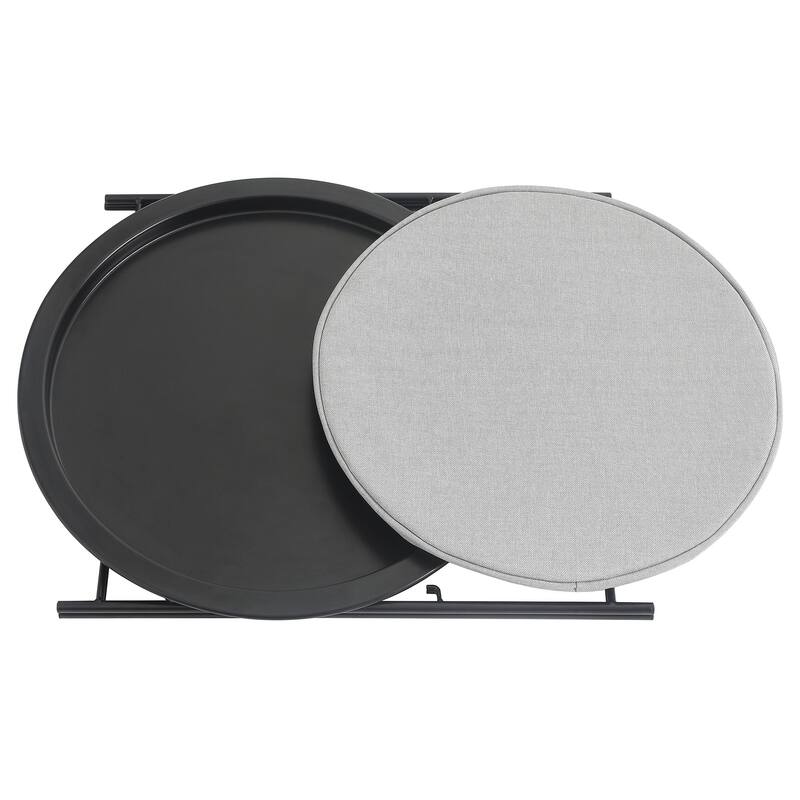 VECELO Small Round Side Table with Removable Tray & Fabric Storage Bin Easy 5-Min Assembly for Living Room Bedroom