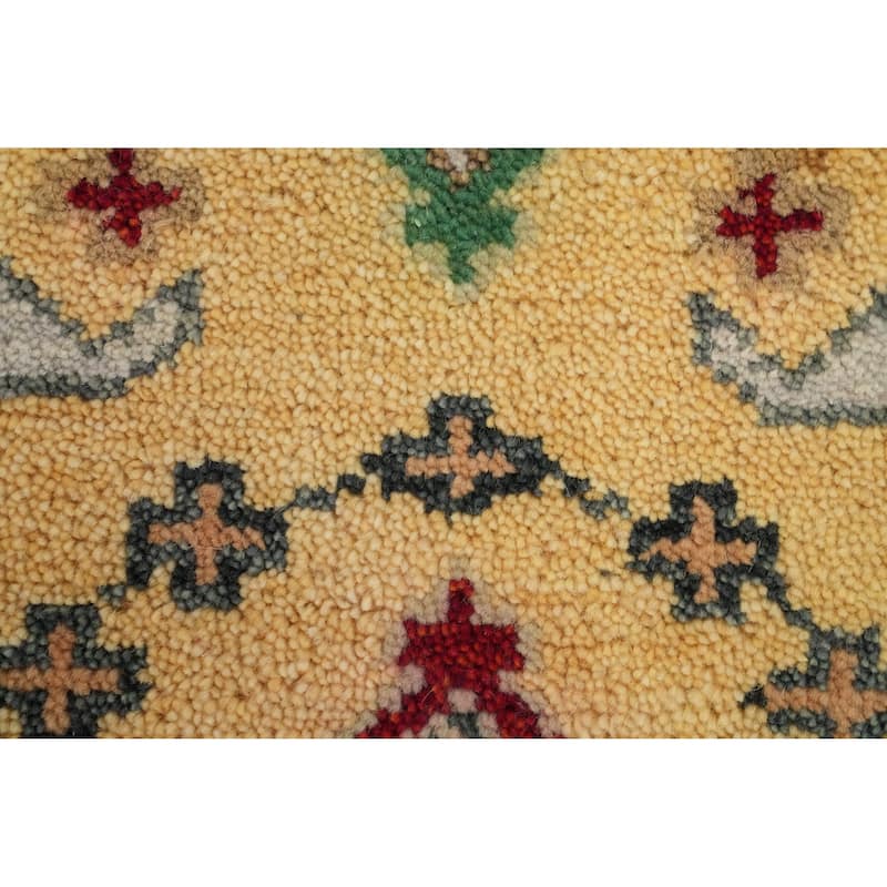 Hand-knotted Traditional Wool Yellow Geometric Area Rug Oriental Carpet - 8' 0'' X 2' 7''