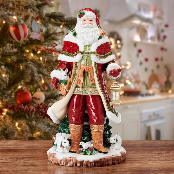 Fitz and Floyd Telluride Grand Red Santa Figurine, 19 Inch - Bed
