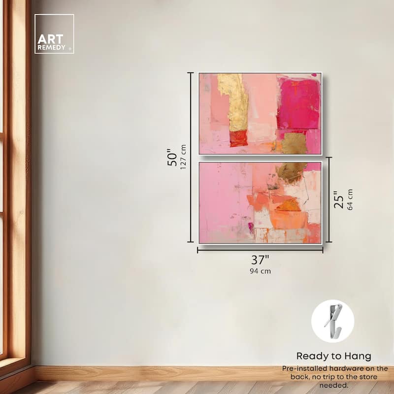 Petal Patchwork I Canvas Set of 2 by Art Remedy