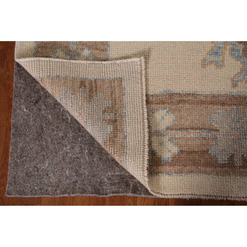 Hand Knotted Oriental 100% Wool Carpet Transitional Geometric Beige & Ivories Oushak Area Rug - 13' 6'' X 10' 3''