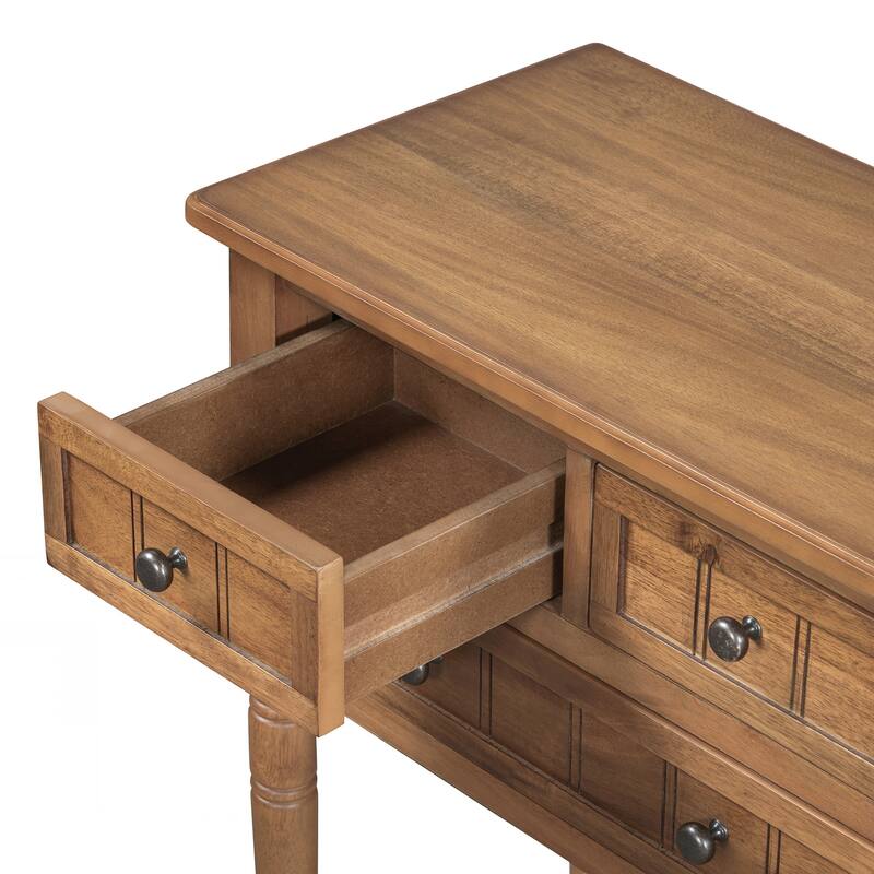 Narrow Console Table, Slim Sofa Table with Three Storage Drawers and Bottom Shelf