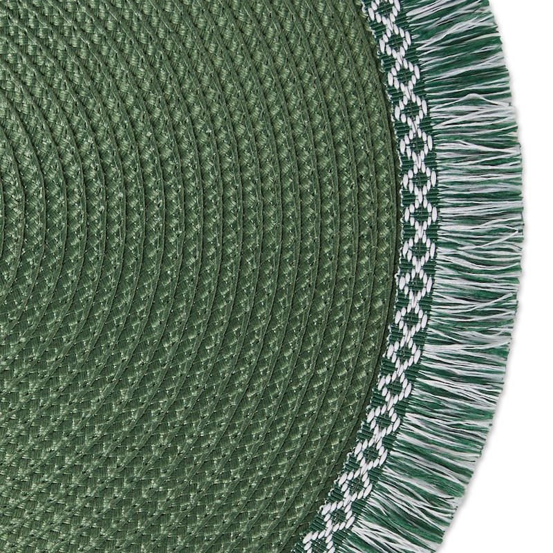 DII Nautical Blue Round Fringed Placemat Set/6