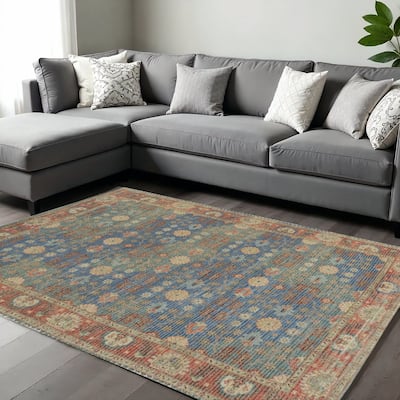HomeRoots Floral Medallion Traditional Rectangle Area Rug - 114.00 in. x 90.00 in. x 0.50 in.