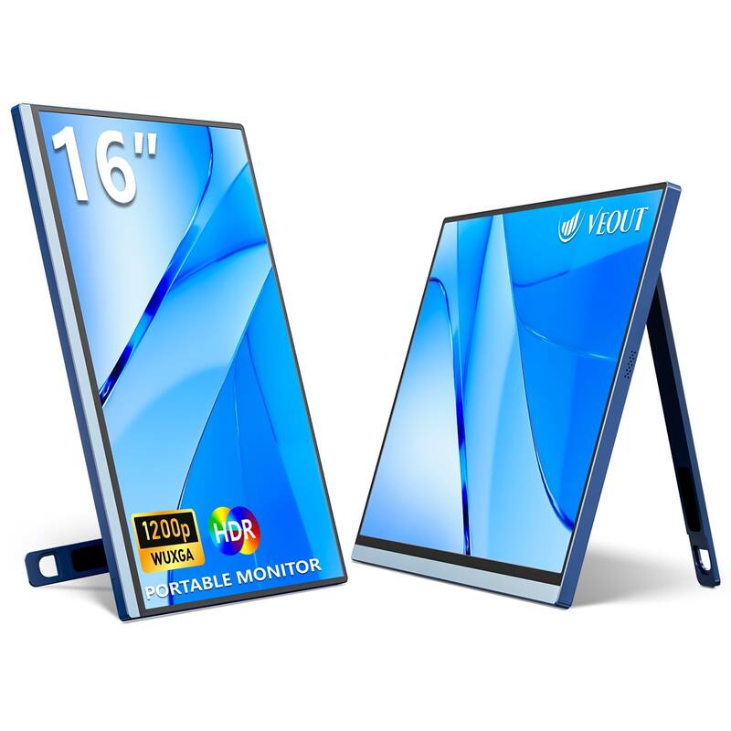 16 Inch Portable Monitor, 1920x1200P IPS Laptop Screen - Blue