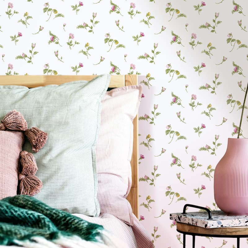 Galerie Wallcoverings Cottage Chic Small Floral and Leaf Motif ECODECO Material Matte Wallpaper Roll