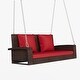 preview thumbnail 45 of 47, 2-Person Wicker Hanging Porch Swing with Chains, Cushion and Pillow