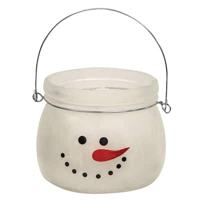 Twisted Peppermint Snowman Jar Candle 14oz