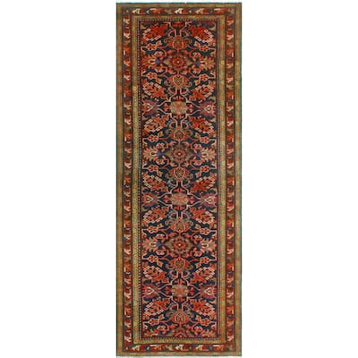 Fine Vintage Distressed Ritchie Navy/Red Runner - 3'3" x 9'5"